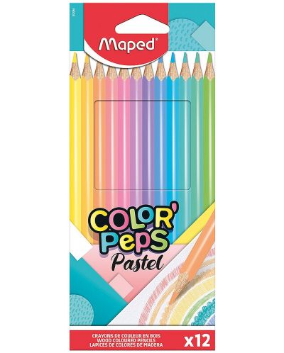 Цветни моливи Maped Color Peps - Пастелни, 12 цвята  - 1